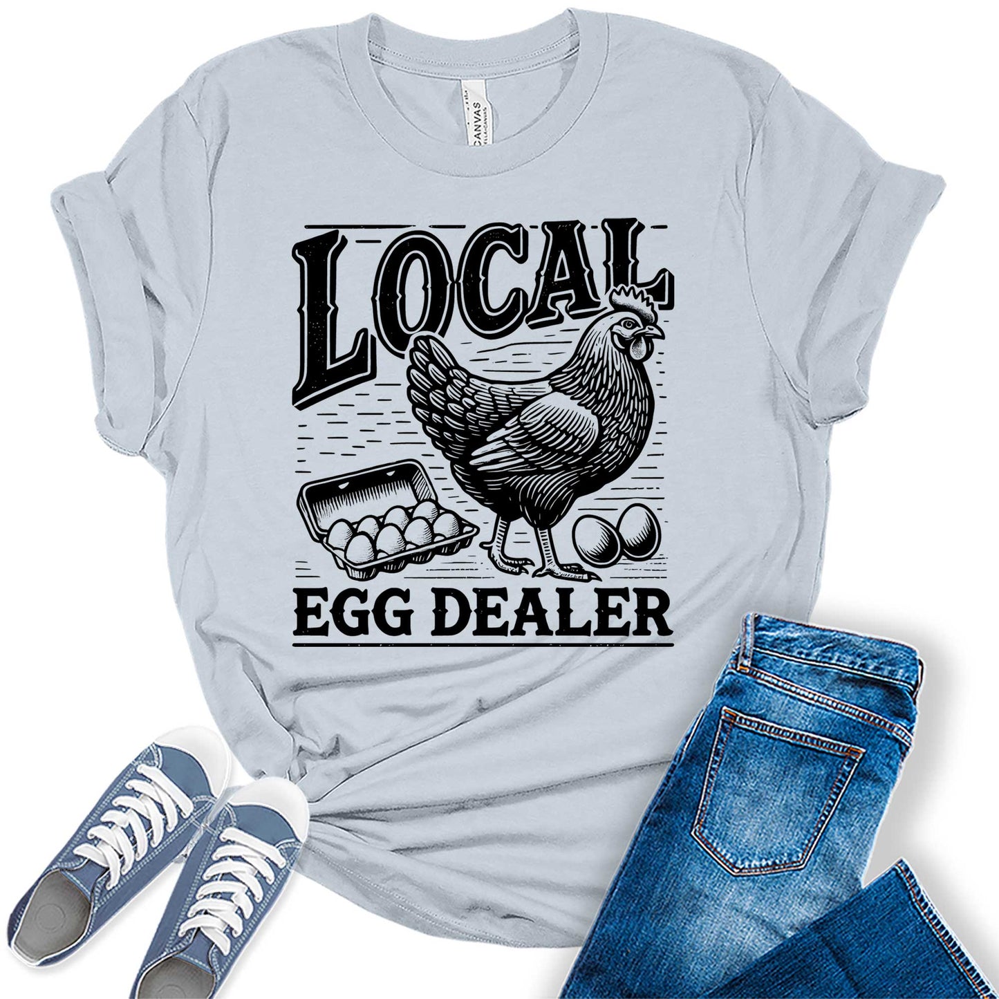Womens Shirt Local Egg Dealer T-Shirt Cute Graphic Tees for Women Short Sleeve Plus Size Summer Tops