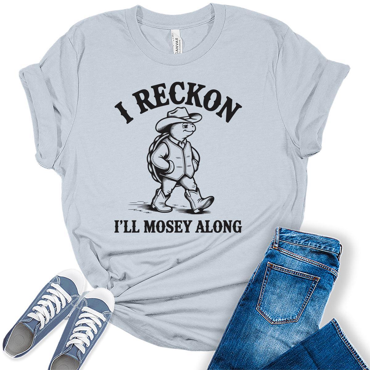 Women's Funny Western Turtle Shirts For Teens I'll Mosey Along Graphic Tees Bella Plus Sized Tops