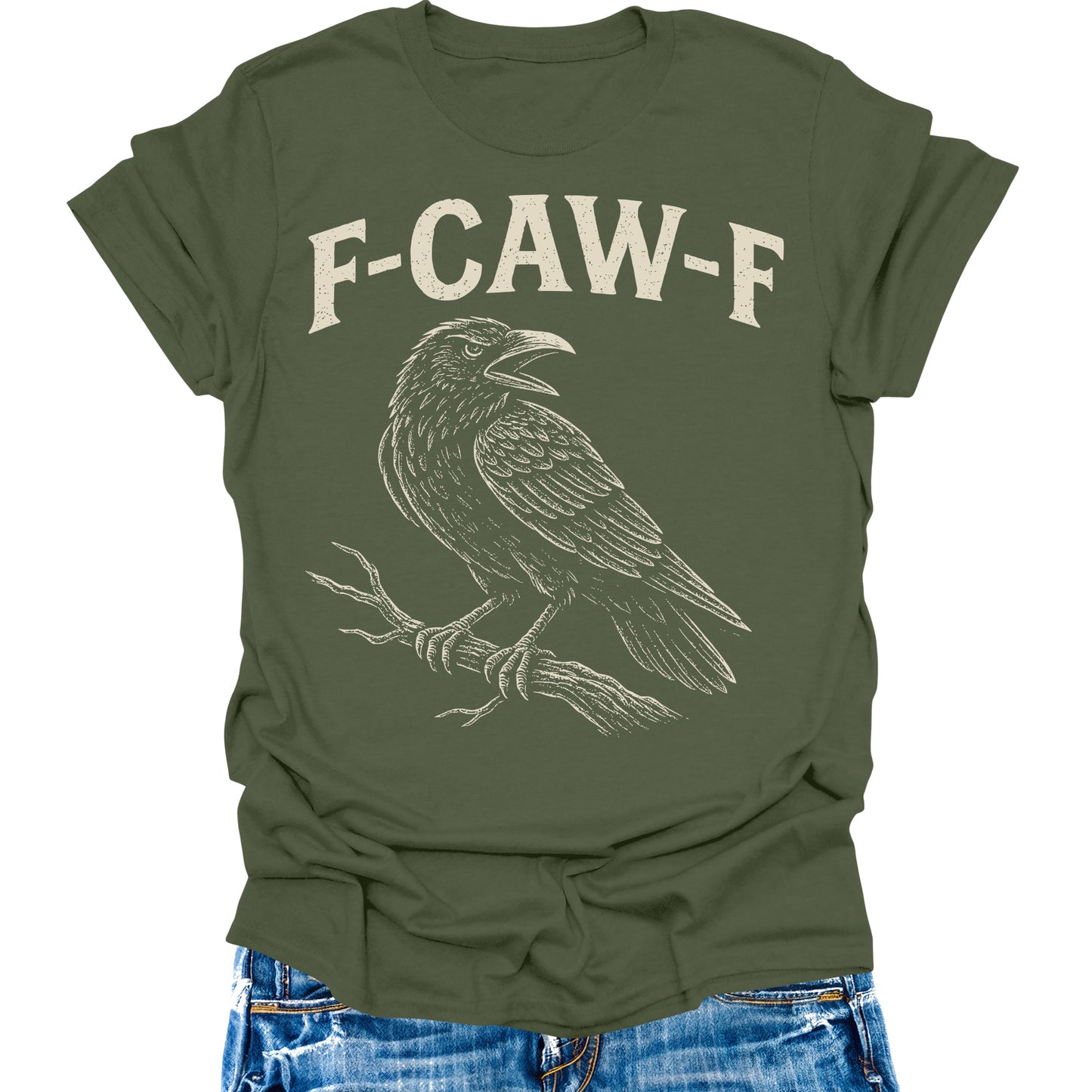 F-Caw-F Crow Shirt Womens Graphic Tees Funny Black Crow Tops
