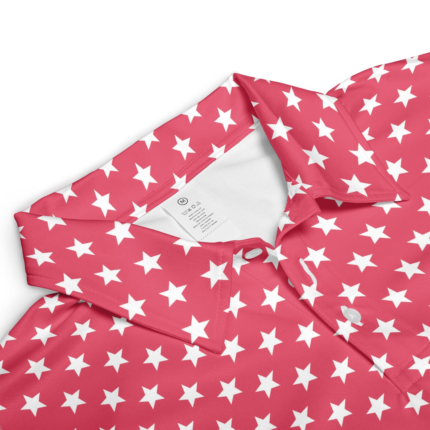 4th of July Red Polo Patriotic Golf Shirt for Men White Stars Moisture Wicking Summer Top