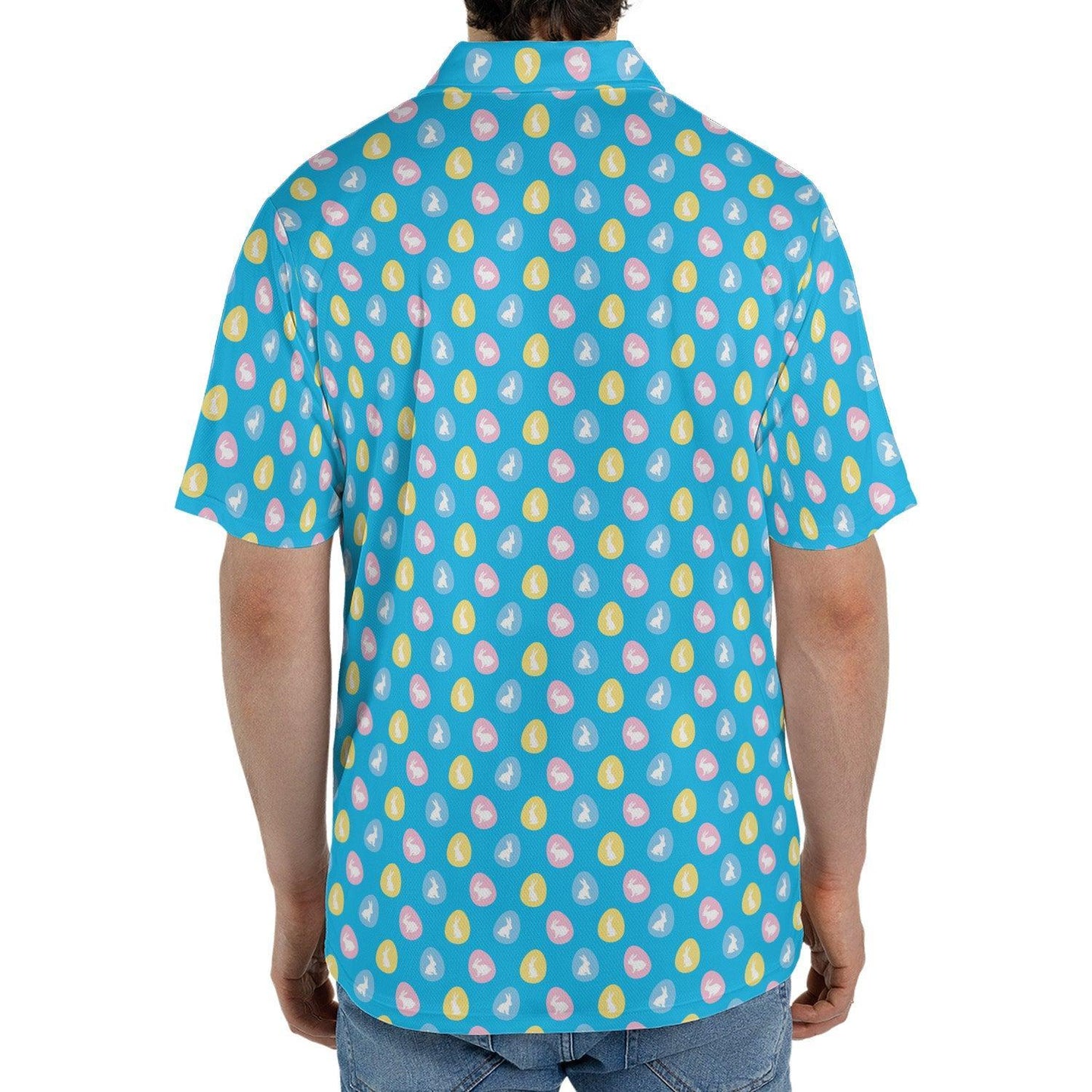Easter Bunny Egg Polo Golf Shirt for Men Festive Moisture Wicking Short Sleeve Top