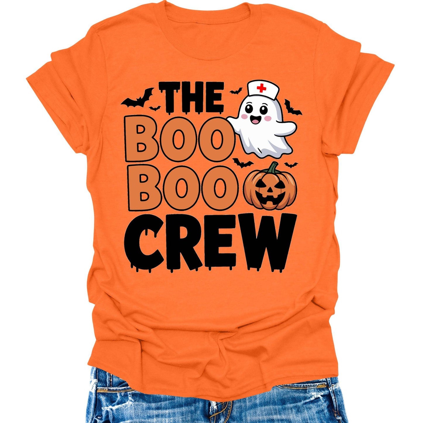 Boo Boo Crew Shirt Halloween Nurse Pumpkin Shirts Womens Cute Ghost Graphic Tees