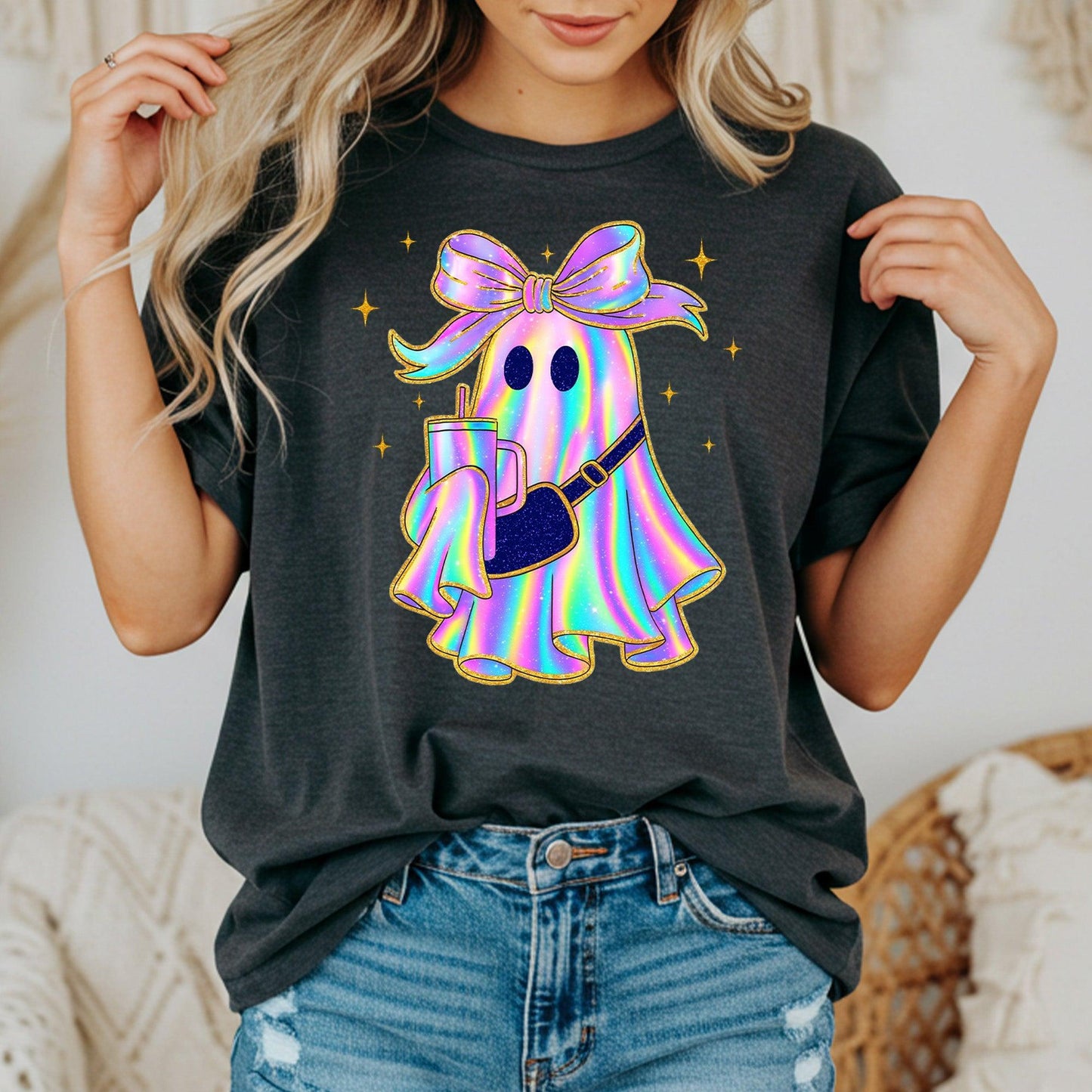 BooJee Ghost Shirt Halloween Graphic Tees For Women