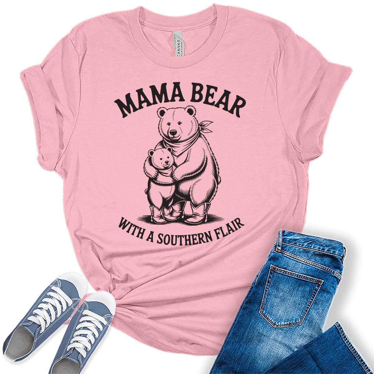 Mama Bear Shirt Western Outfit For Women Mom Shirts Mother's Day Graphic Tees Bella Plus Sized Tops