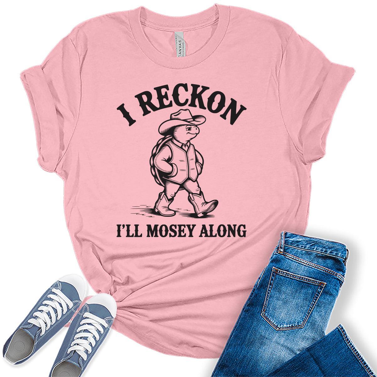 Women's Funny Western Turtle Shirts For Teens I'll Mosey Along Graphic Tees Bella Plus Sized Tops