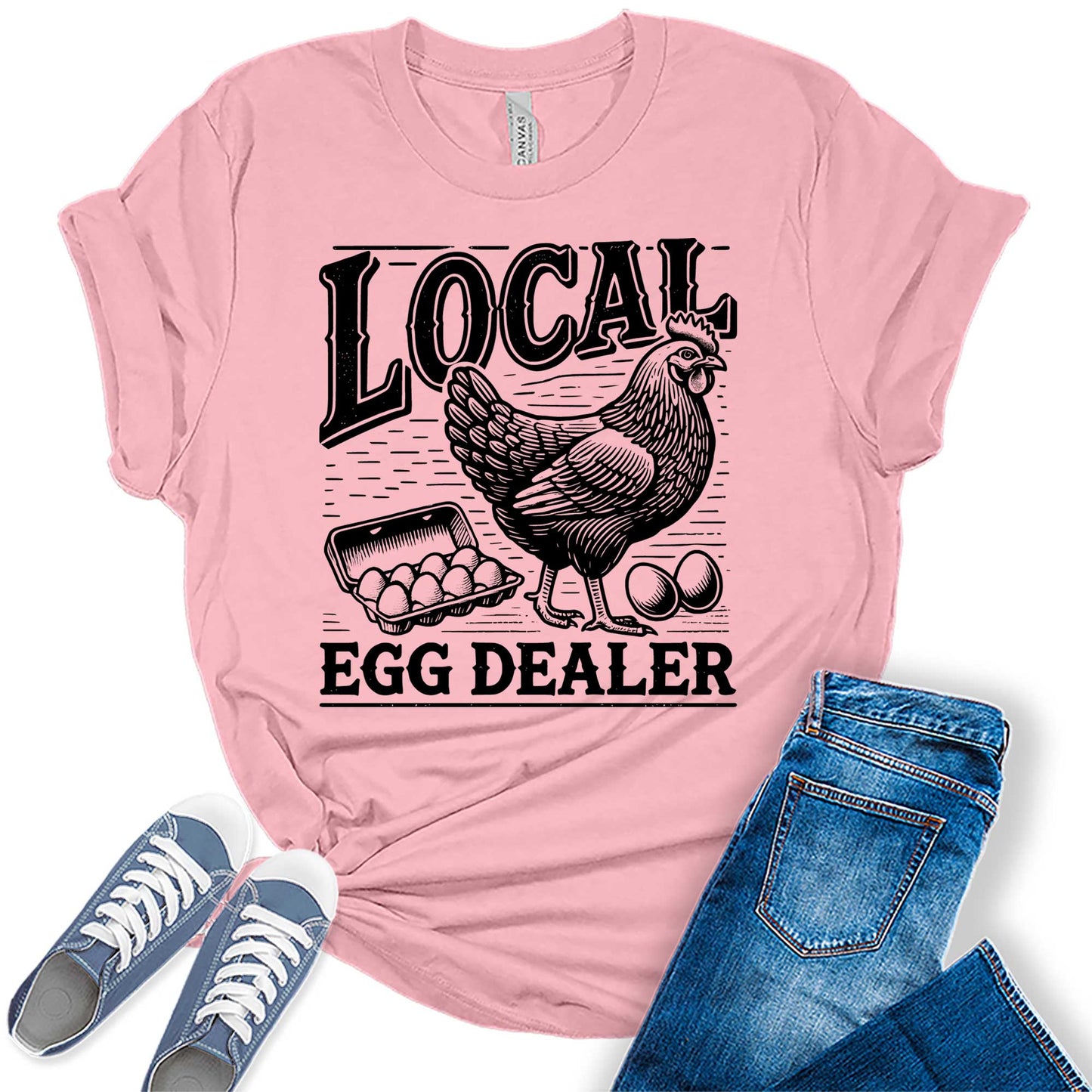 Womens Shirt Local Egg Dealer T-Shirt Cute Graphic Tees for Women Short Sleeve Plus Size Summer Tops