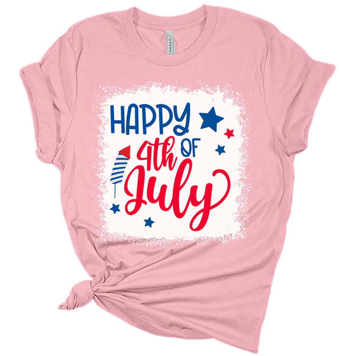 Womens 4th of July Shirts Patriotic American Flag Tshirts USA Bella Short Sleeve Bleach Print Summer Graphic Tees