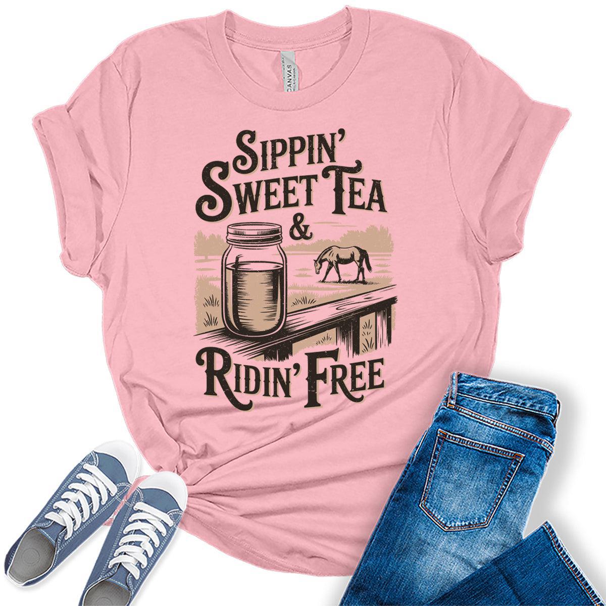 Western Outfit For Women Cowgirl Shirts Rodeo Sweet Tea Graphic Tees Bella Plus Sized Tops