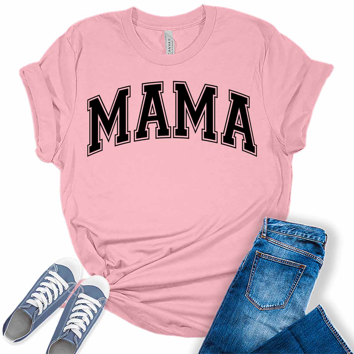 Mama Shirt Cute Letter Print T Shirt Summer Graphic Tees for Women