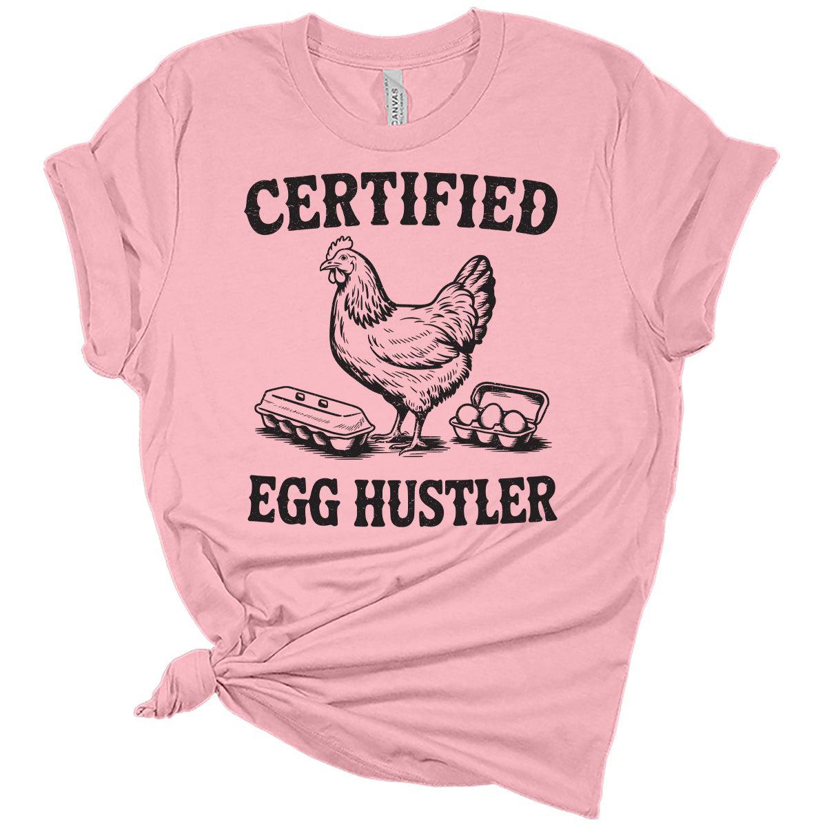 Women's Chicken Shirts Certified Egg Hustler Cute Trendy Casual Graphic Tees Bella Plus Sized Tops