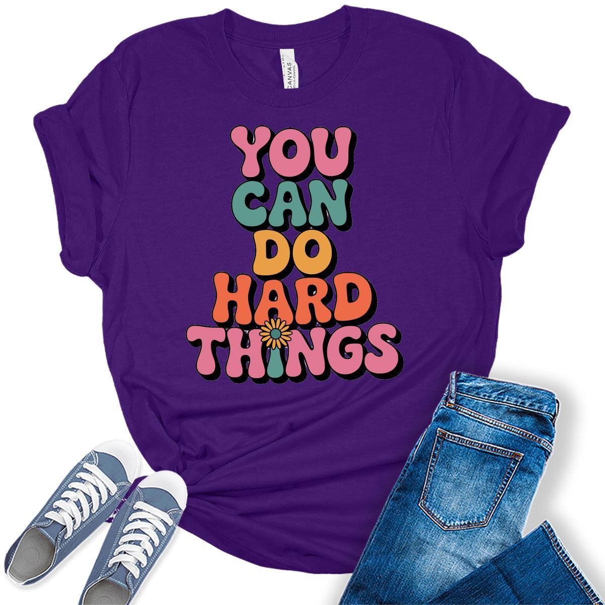 You Can Do Hard Things Teacher Shirt Back to School Shirts Cute Graphic Tee Short Sleeve Plus Size Womens Tops