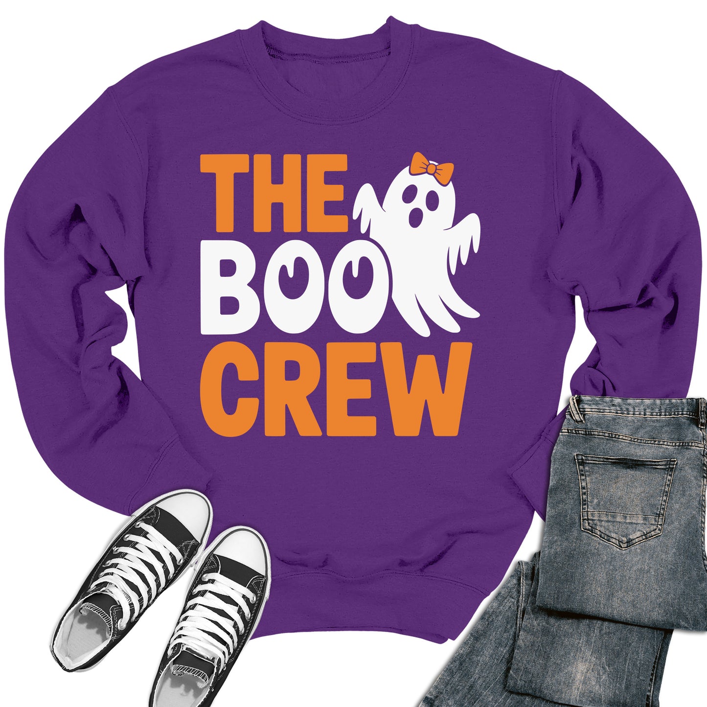 Boo Crew Crewneck Sweater Women's Halloween Funny Ghost Sweatshirt