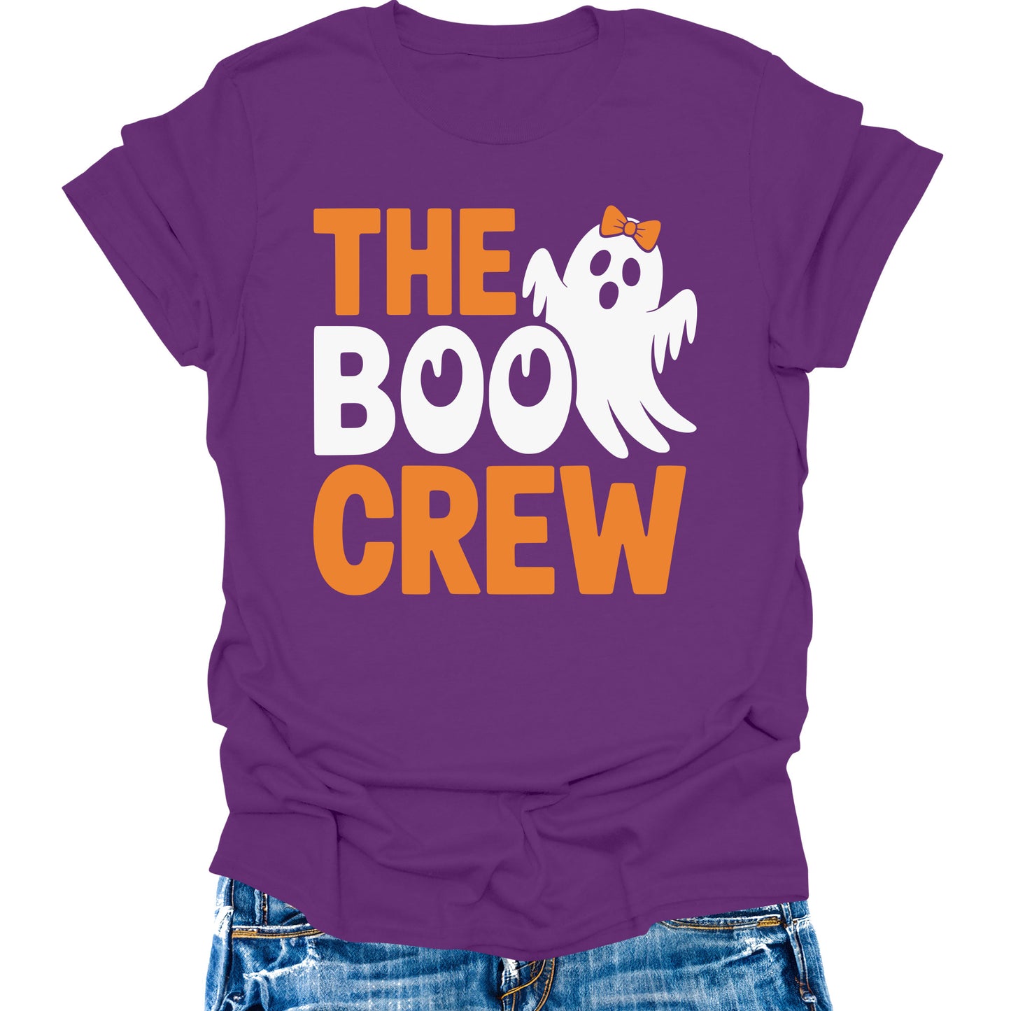 Boo Crew Shirt Halloween T-Shirts for Women Funny Ghost Squad Girls Graphic Tees