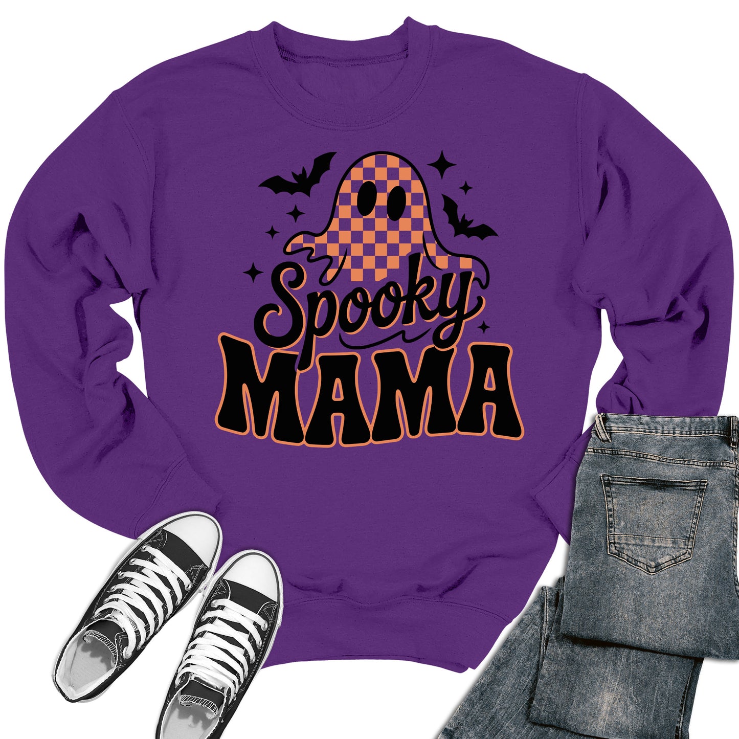 Spooky Mama Sweatshirt Halloween Crewneck Sweater