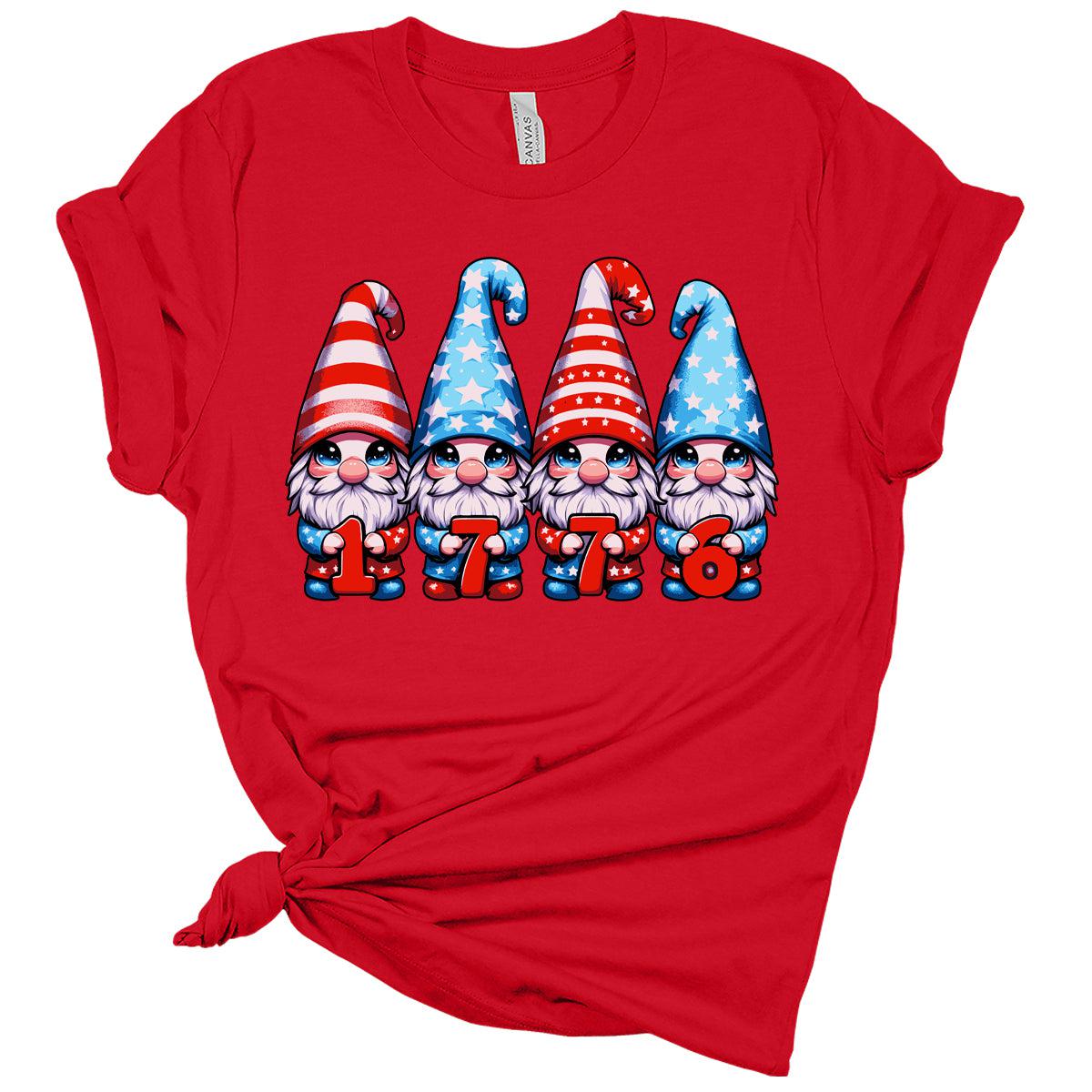 4th Of July American Flag 1776 Gnomes Graphic Tees for Womens
