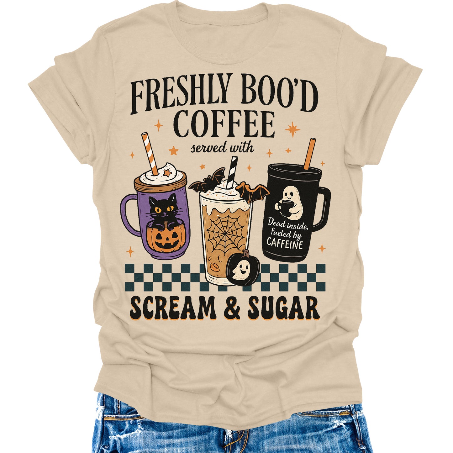 Halloween Shirts Womens Coffee Fall T-Shirts Cute Graphic Tees Thanksgiving Tops