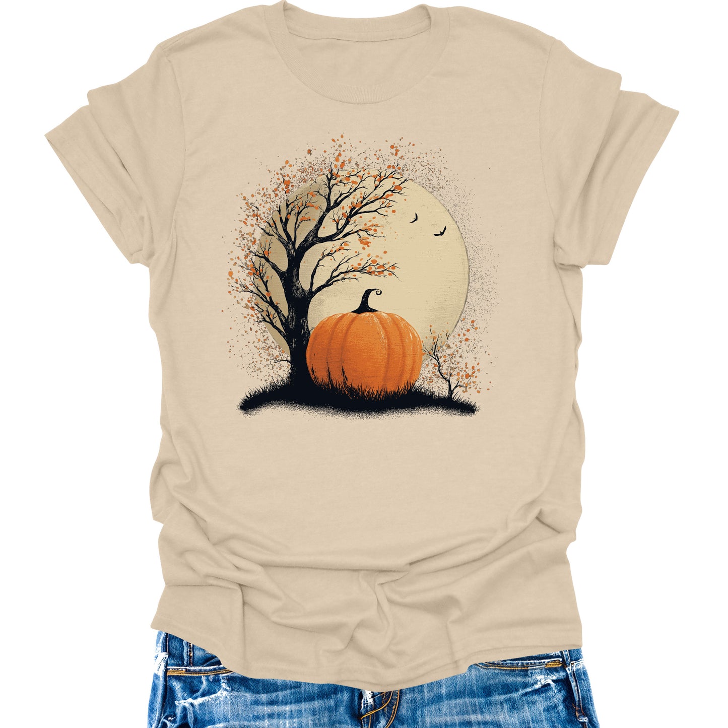 Pumpkin Shirt Boho Halloween Tee Short Sleeve Fall Plus Size Tops for Women