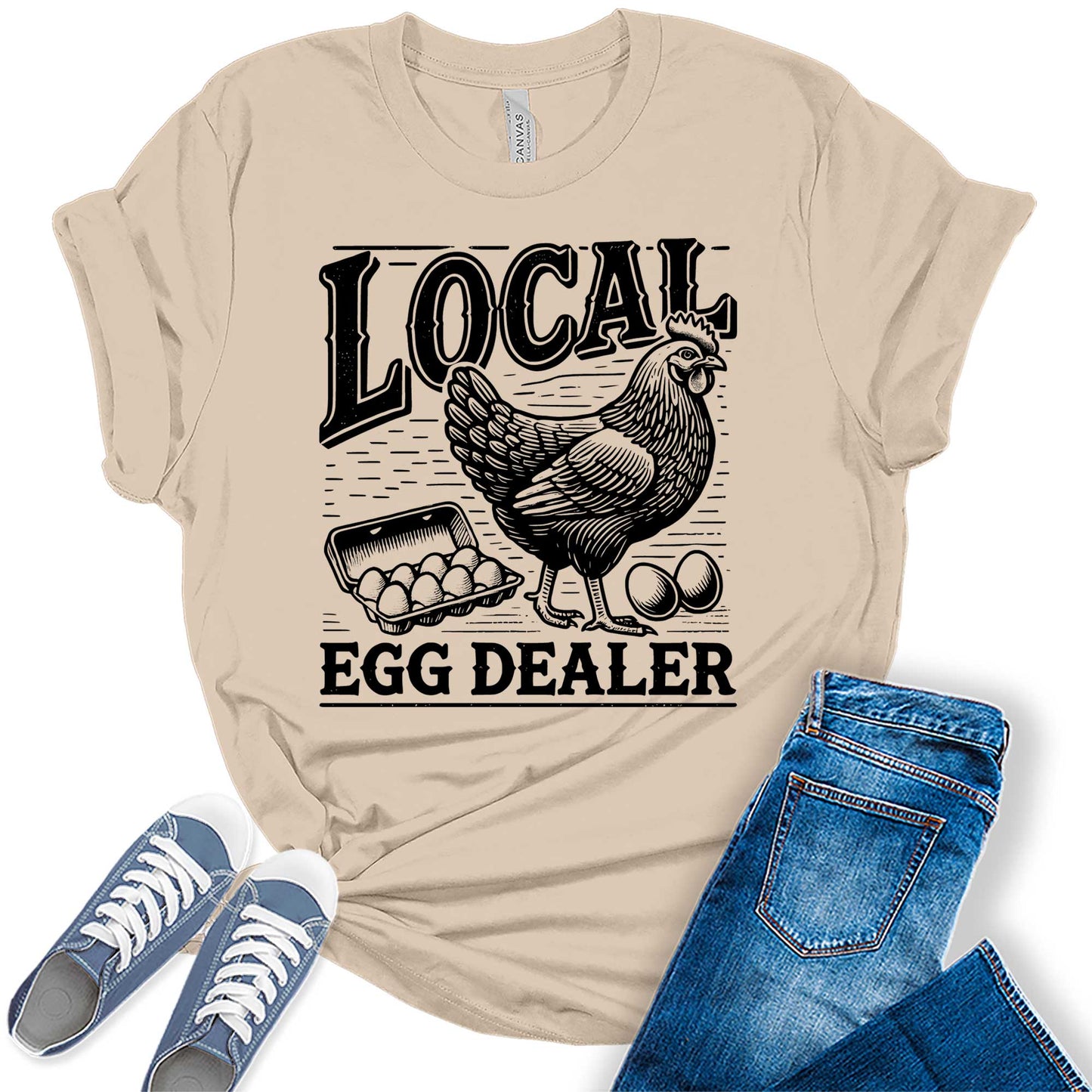 Womens Shirt Local Egg Dealer T-Shirt Cute Graphic Tees for Women Short Sleeve Plus Size Summer Tops