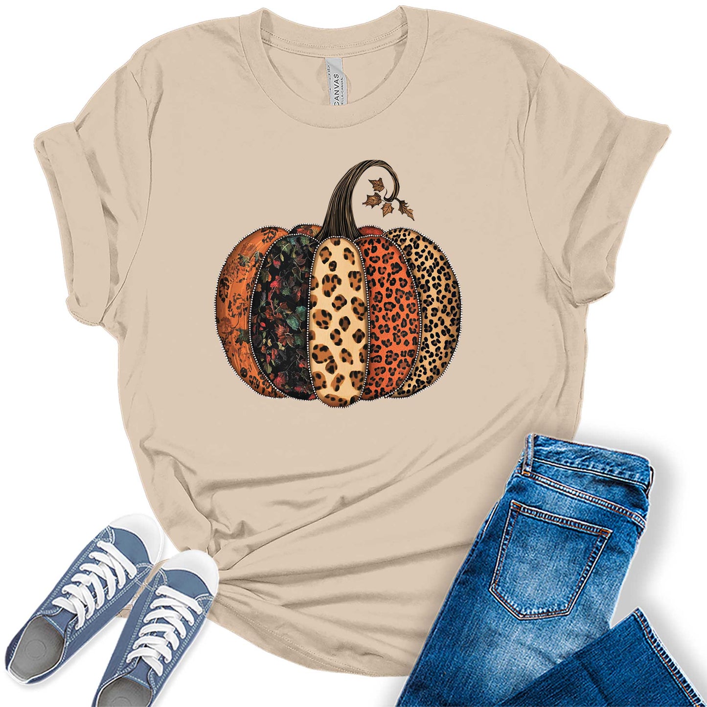 Fall Shirts for Women Halloween Pumpkin Graphic Tees Thanksgiving Family Turkey Tops Cute Autumn Thankful T-Shirt