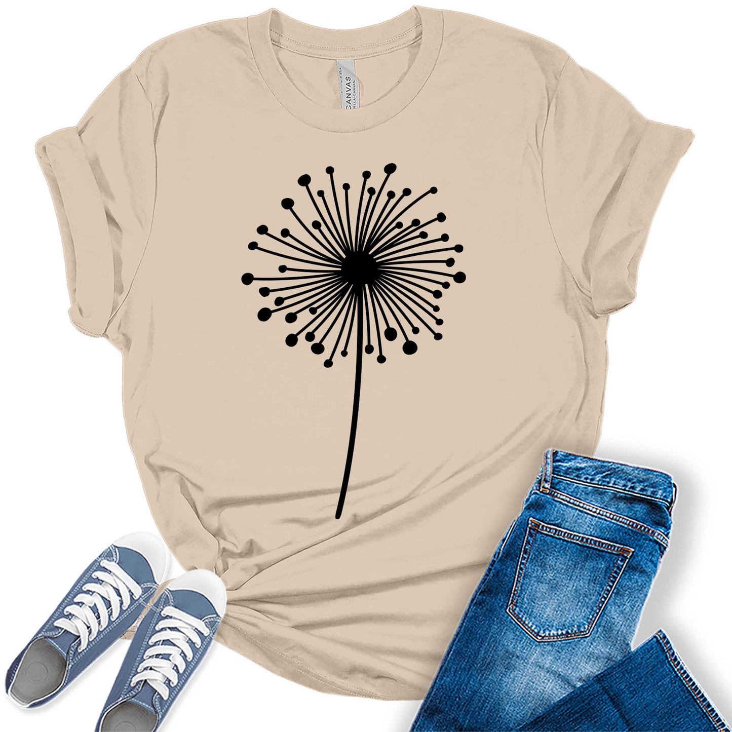 Women's Dandelion Graphic Shirts Wildflower Casual Summer Tops