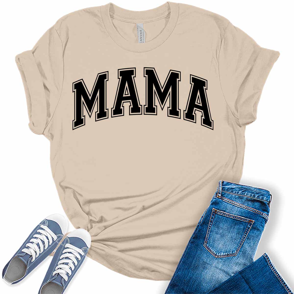 Mama Shirt Cute Letter Print T Shirt Summer Graphic Tees for Women
