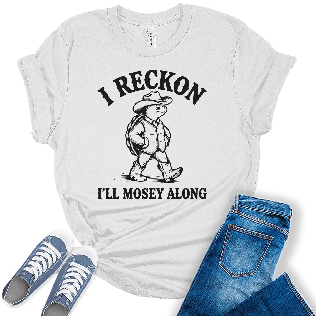 Women's Funny Western Turtle Shirts For Teens I'll Mosey Along Graphic Tees Bella Plus Sized Tops