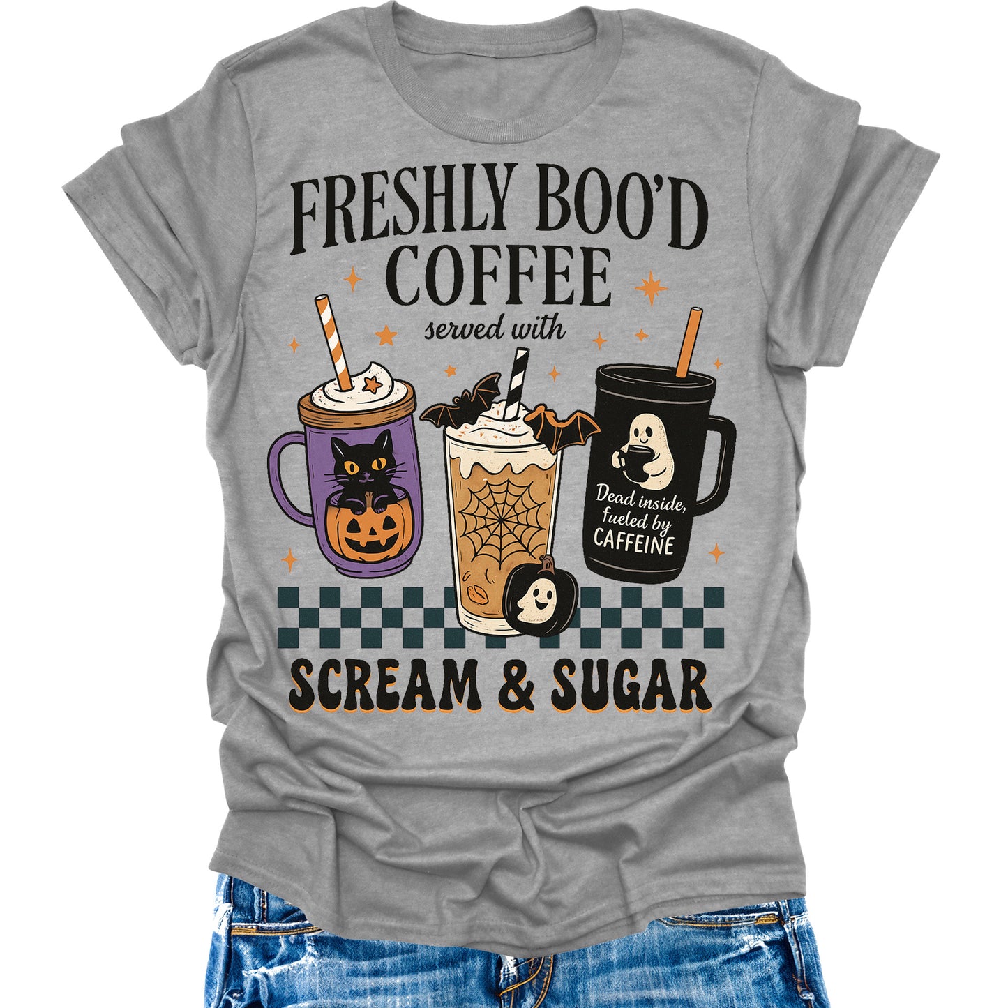 Halloween Shirts Womens Coffee Fall T-Shirts Cute Graphic Tees Thanksgiving Tops