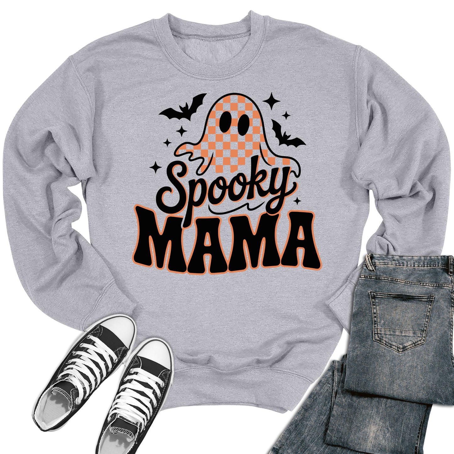 Spooky Mama Sweatshirt Halloween Crewneck Sweater