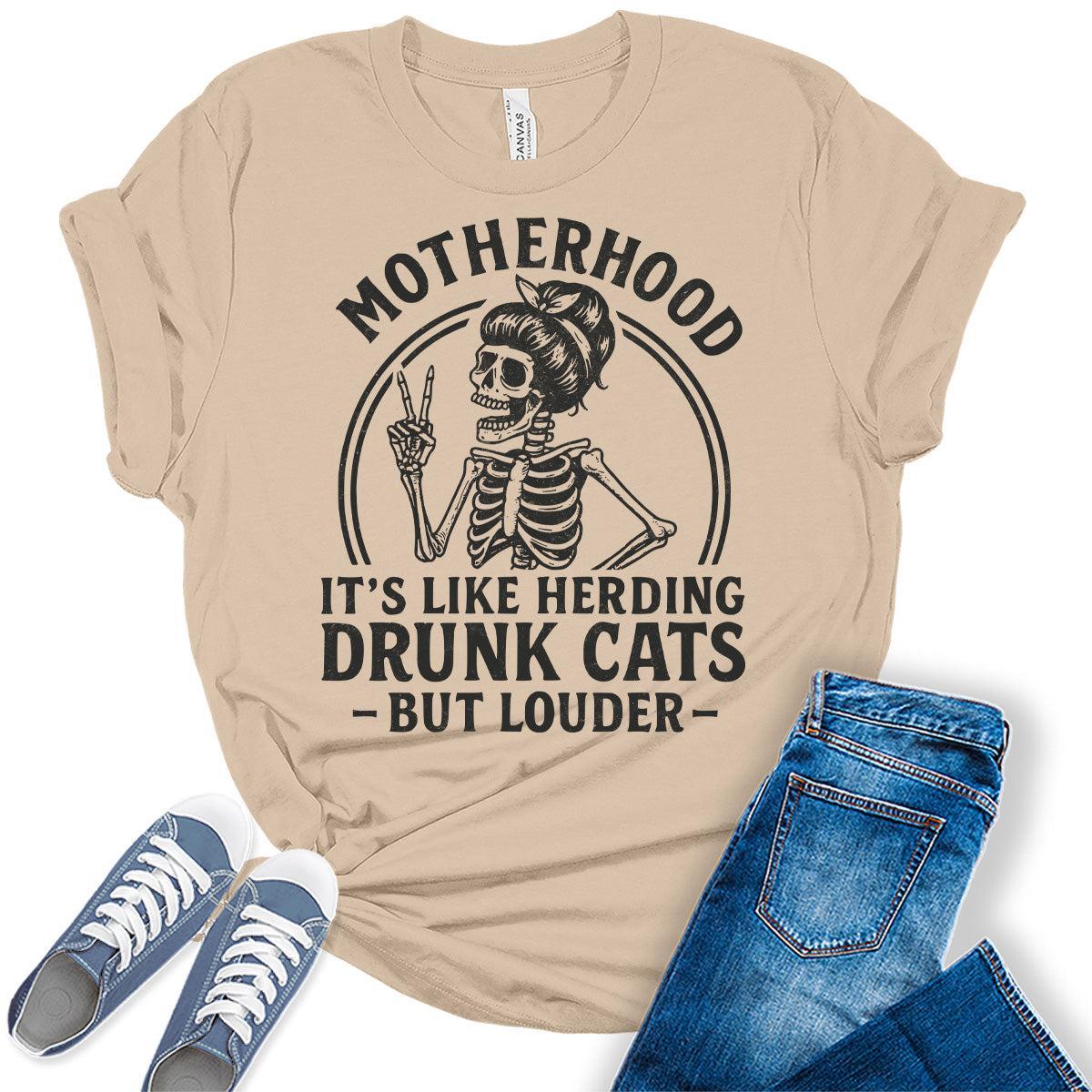 Mom Shirt Funny Womens Motherhood Graphic Tees Bella Plus Size Casual Tops