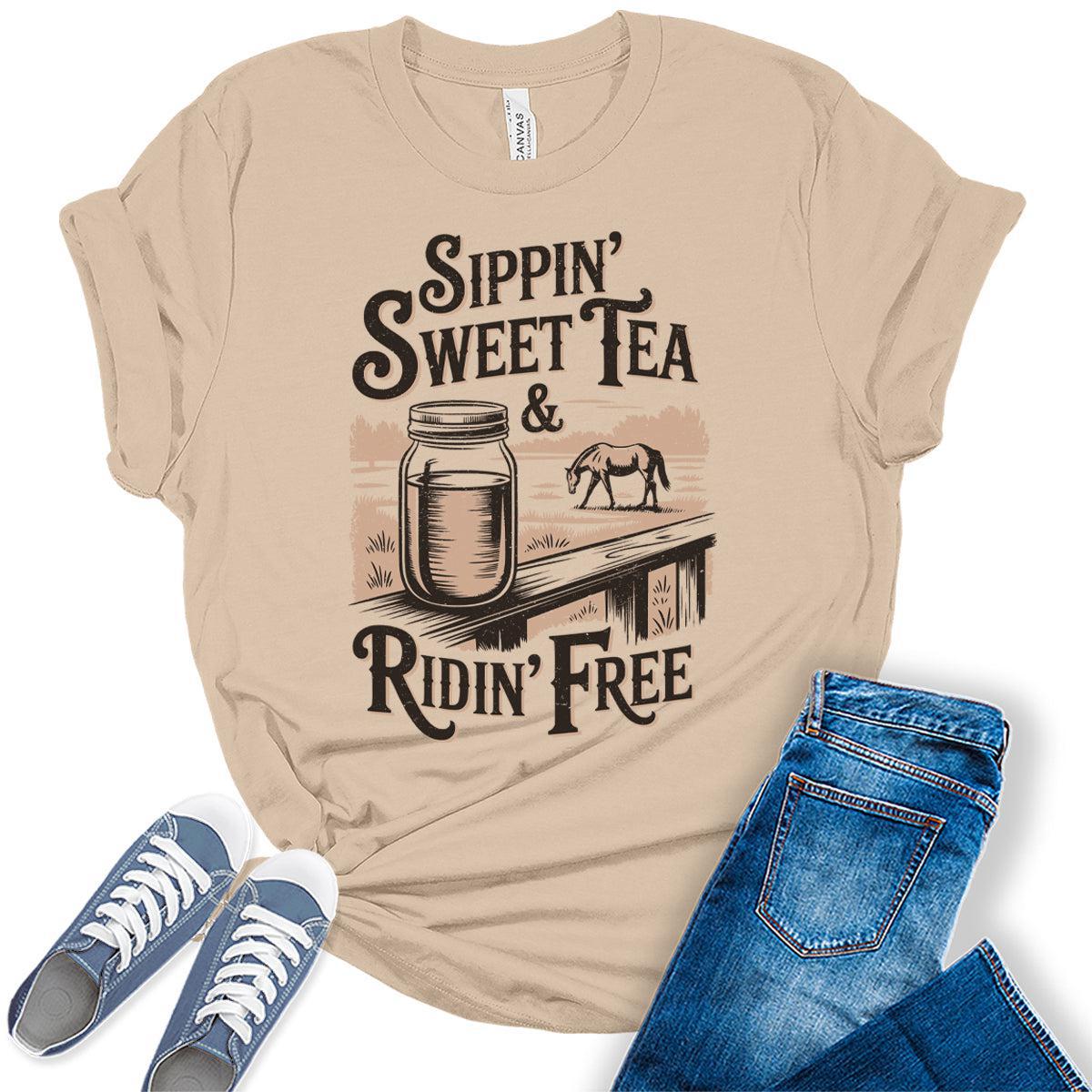 Western Outfit For Women Cowgirl Shirts Rodeo Sweet Tea Graphic Tees Bella Plus Sized Tops