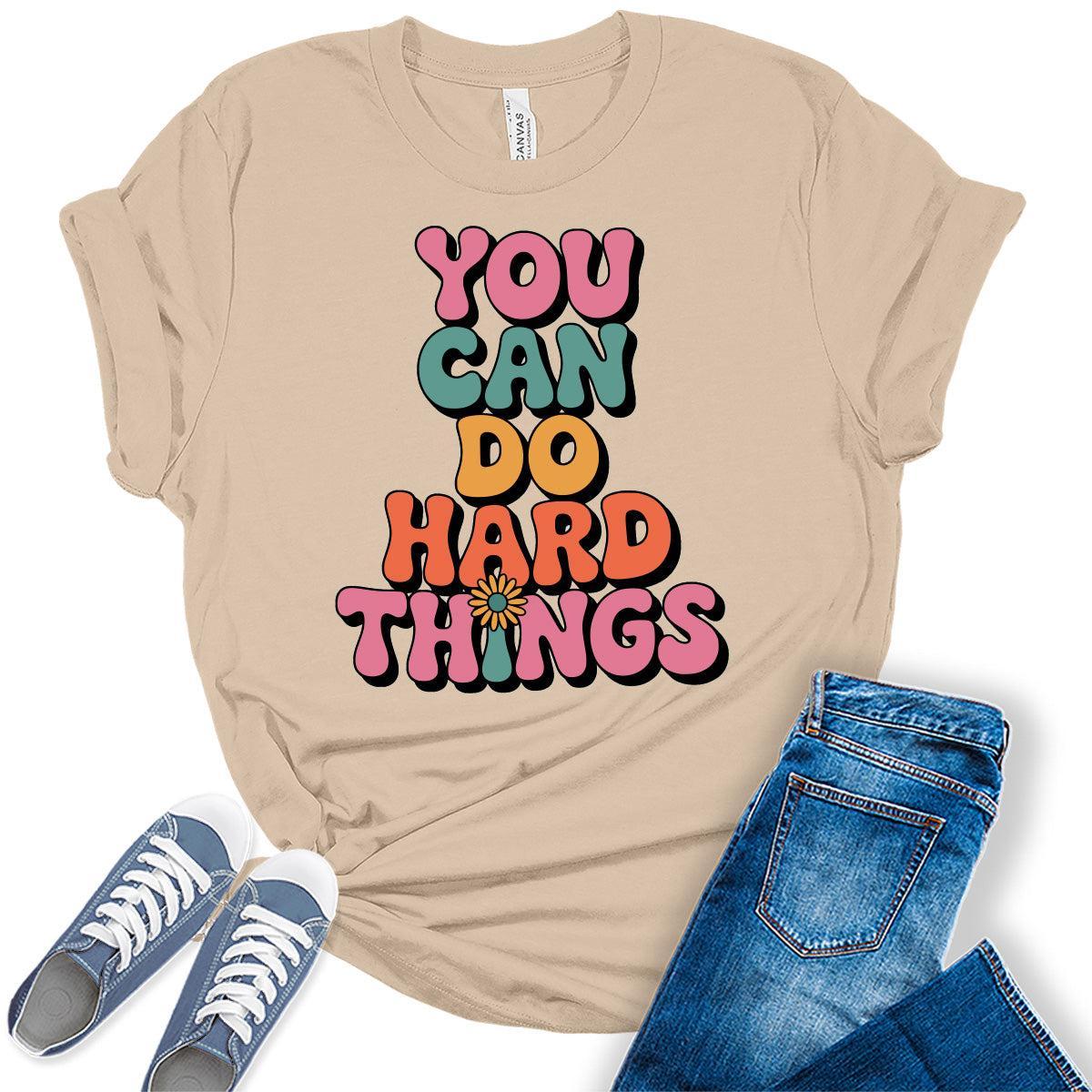 You Can Do Hard Things Teacher Shirt Back to School Shirts Cute Graphic Tee Short Sleeve Plus Size Womens Tops