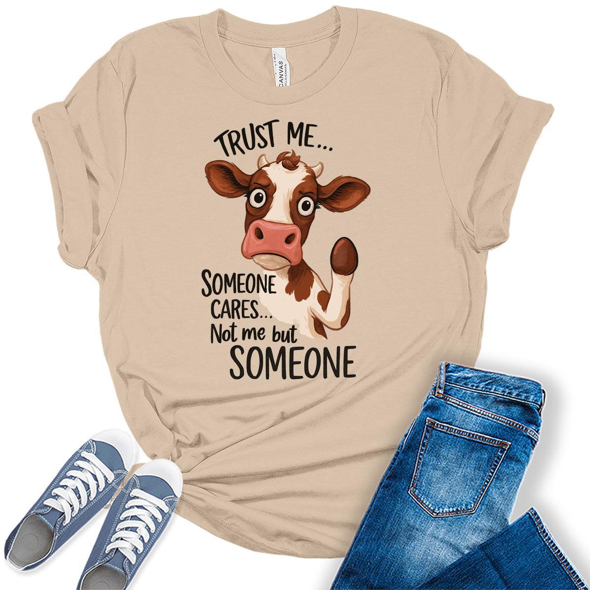 Women's Funny Cow Shirts For Teens Someone Cares Graphic Tees Bella Plus Sized Tops
