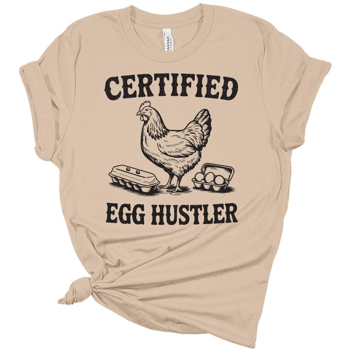 Women's Chicken Shirts Certified Egg Hustler Cute Trendy Casual Graphic Tees Bella Plus Sized Tops