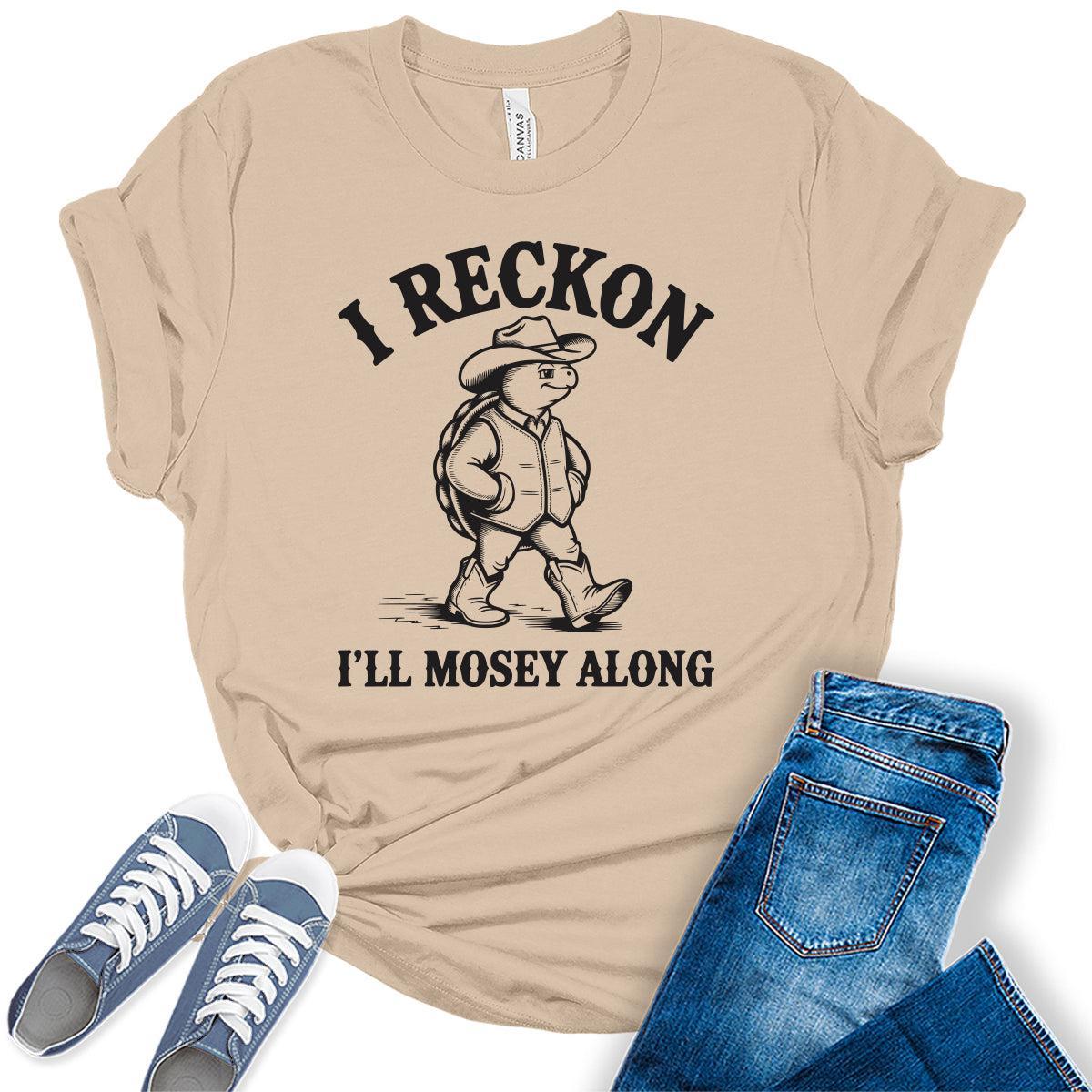 Women's Funny Western Turtle Shirts For Teens I'll Mosey Along Graphic Tees Bella Plus Sized Tops