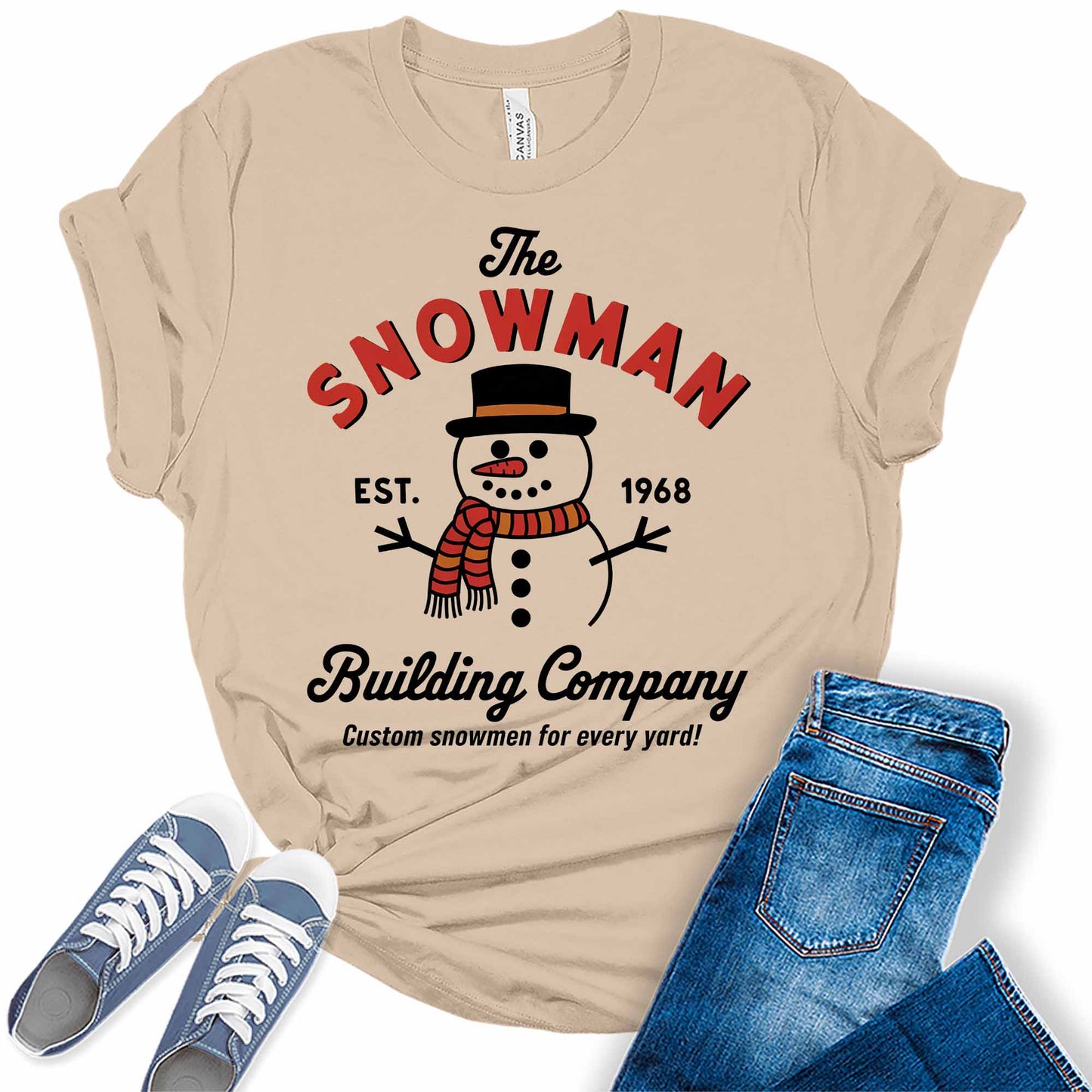 Women's Snowman EST. 1968 Christmas Graphic Tees