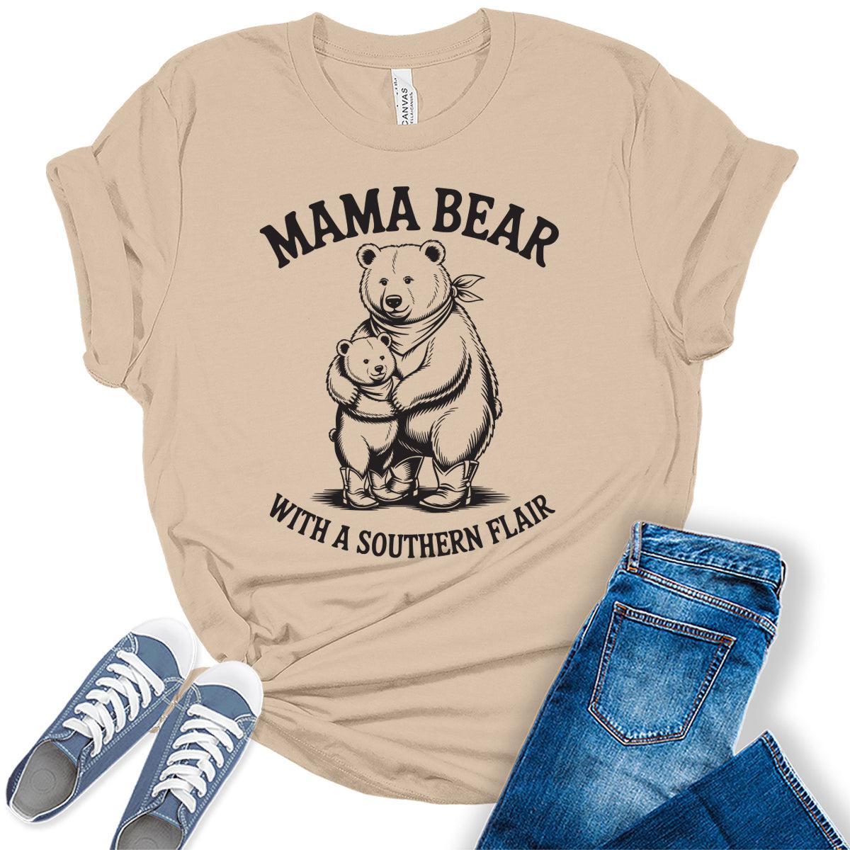 Mama Bear Shirt Western Outfit For Women Mom Shirts Mother's Day Graphic Tees Bella Plus Sized Tops