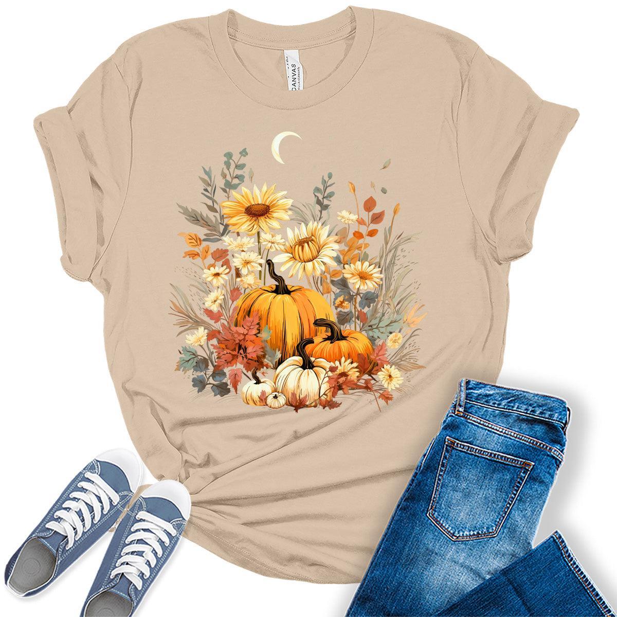 Women's Vintage Fall Boho Pumpkin Shirt