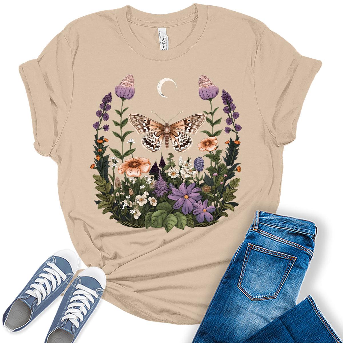 Womens Vintage Graphic Tees Cute Floral T Shirts Cottagecore Shirt Plus Size Tops for Women