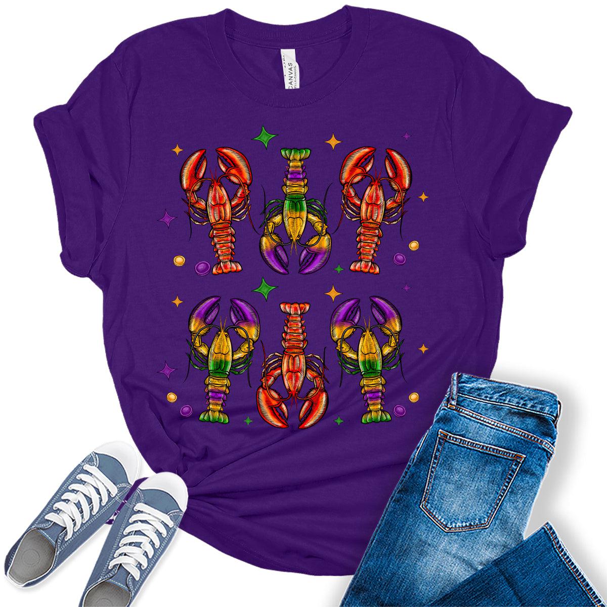 Women's Mardi Gras Shirt Crawfish Party Graphic Tees