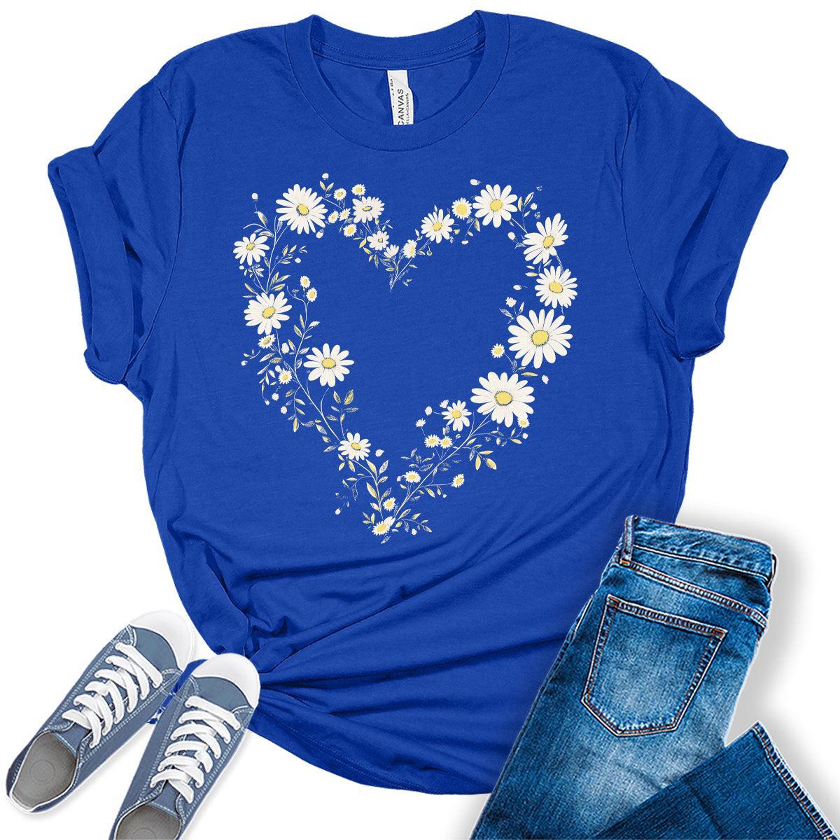 Wildflower Shirts Daisy Heart Womens Graphic Tees Bella Plus Sized Tops