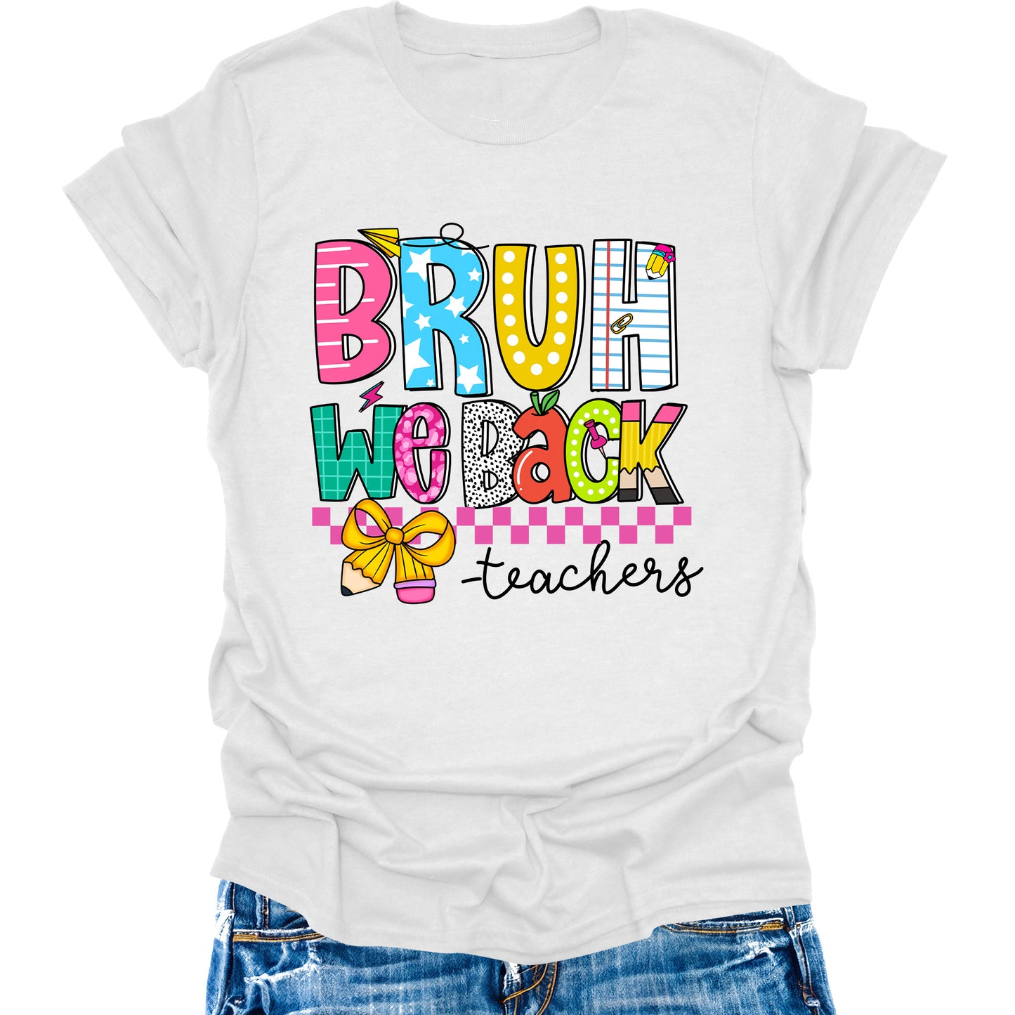 Bruh We Back T-Shirt Teacher Shirts Back to School Cute Graphic Tee Short Sleeve Tops