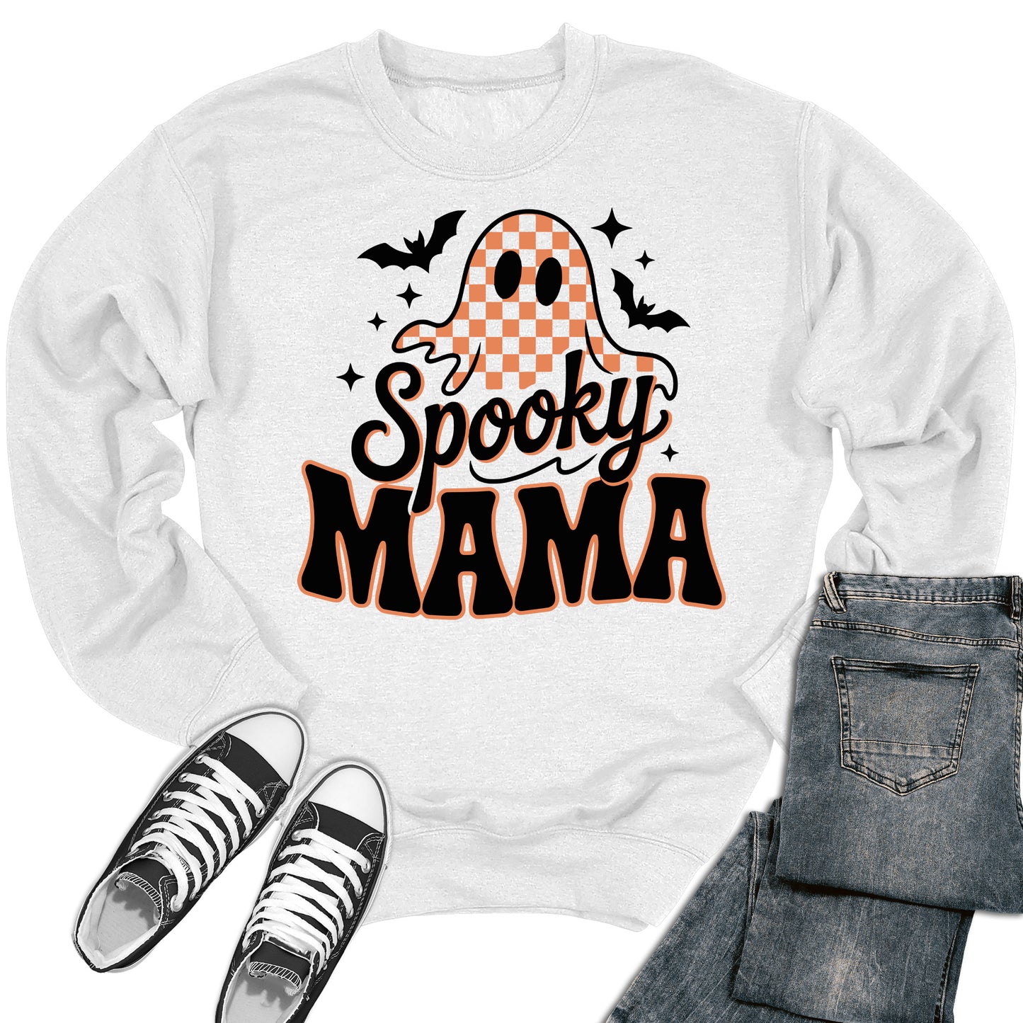 Spooky Mama Sweatshirt Halloween Crewneck Sweater