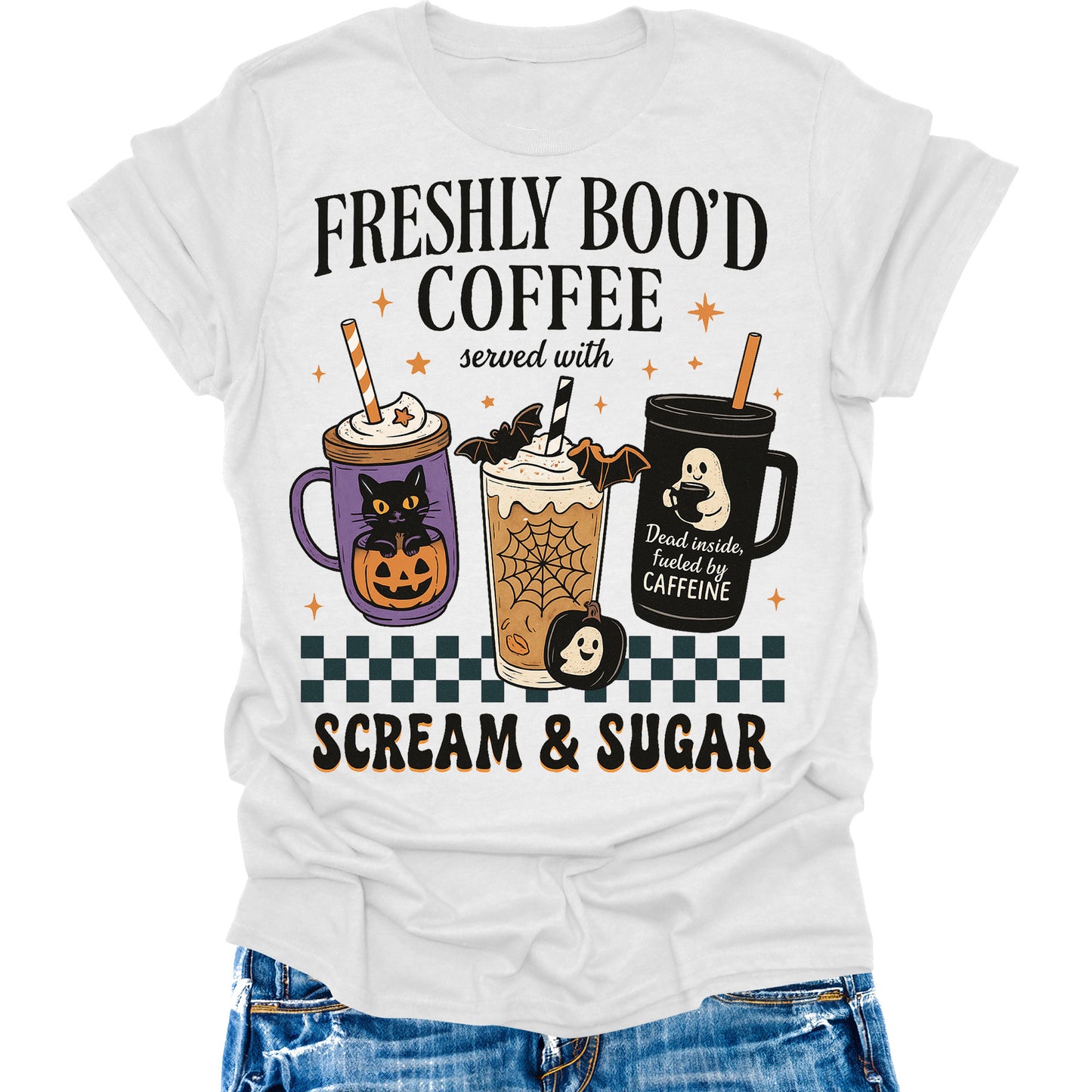 Halloween Shirts Womens Coffee Fall T-Shirts Cute Graphic Tees Thanksgiving Tops
