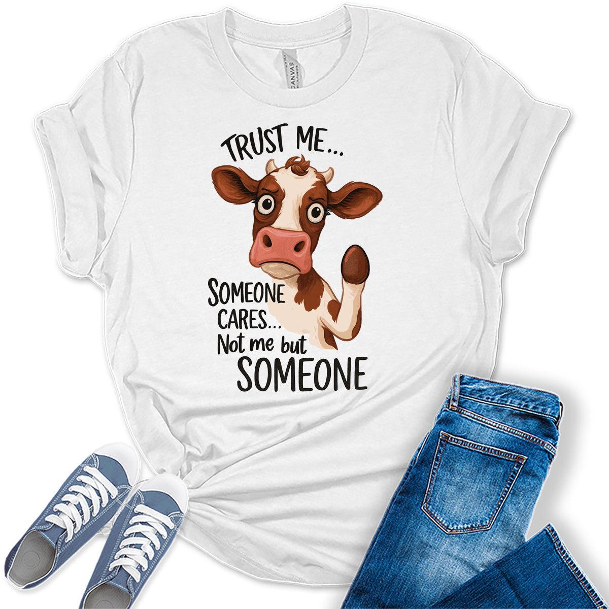 Women's Funny Cow Shirts For Teens Someone Cares Graphic Tees Bella Plus Sized Tops