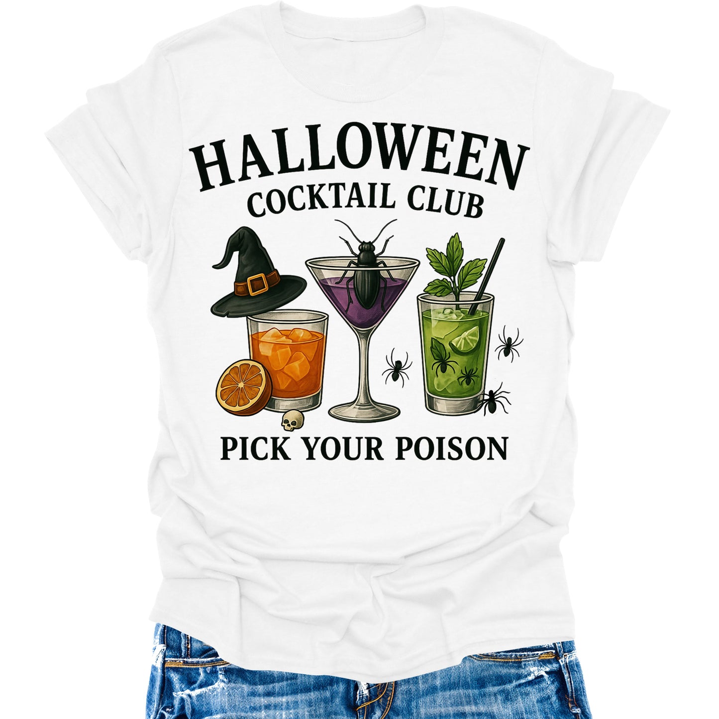 Women's Halloween Shirt Cocktail Club T-Shirt Funny Letter Print Graphic Tees