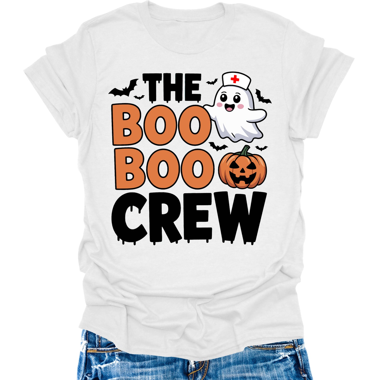 Boo Boo Crew Shirt Halloween Nurse Pumpkin Shirts Womens Cute Ghost Graphic Tees