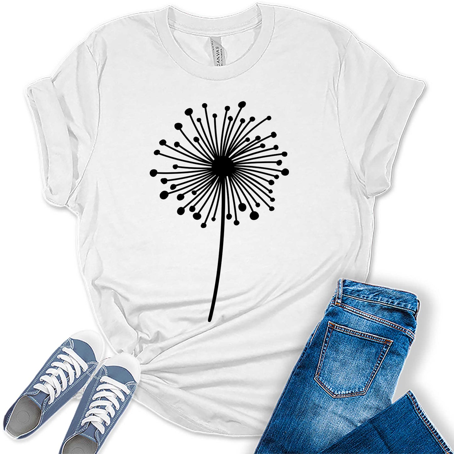 Women's Dandelion Graphic Shirts Wildflower Casual Summer Tops