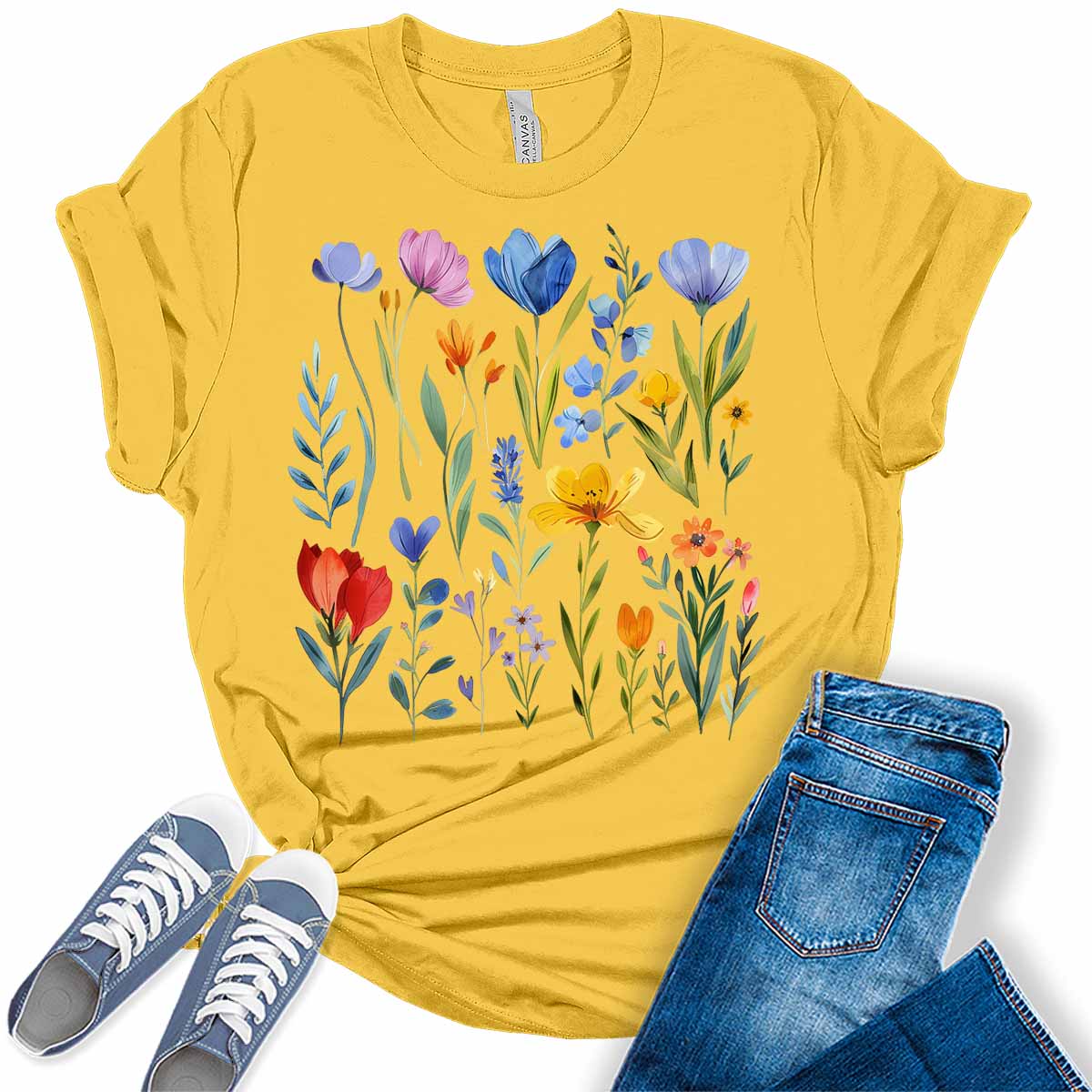 Floral Shirt Boho Tops Vintage Cottagecore Plus Size Graphic Tees for Women