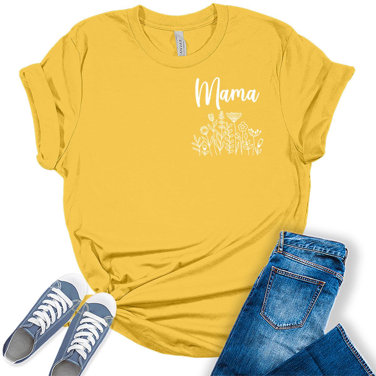 Mama Shirt Floral Mom Letter Print T Shirt Womens Graphic Tees