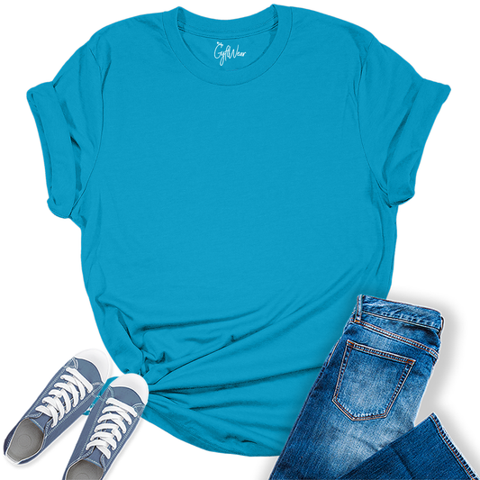 Womens Aqua T Shirts Premium Casual Short Sleeve Shirts Oversized Summer Tops